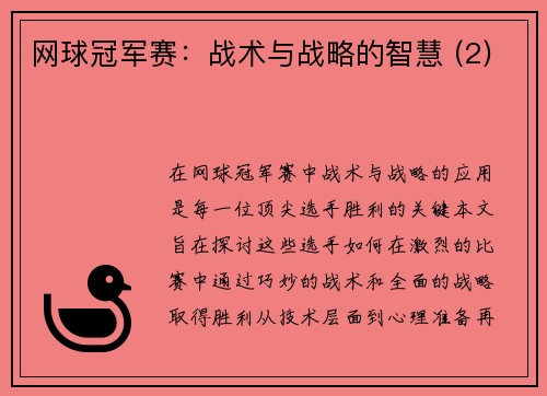 网球冠军赛：战术与战略的智慧 (2)